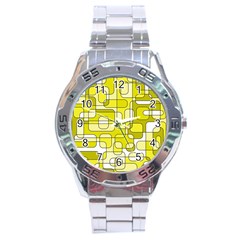 Yellow Decorative Abstraction Stainless Steel Analogue Watch