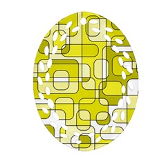 Yellow Decorative Abstraction Oval Filigree Ornament (2-side)  by Valentinaart