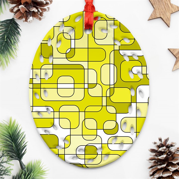 Yellow decorative abstraction Oval Filigree Ornament (2-Side) 