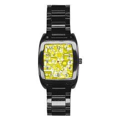 Yellow Decorative Abstraction Stainless Steel Barrel Watch