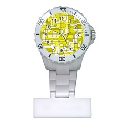 Yellow Decorative Abstraction Plastic Nurses Watch by Valentinaart