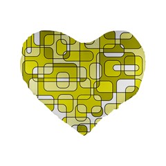 Yellow Decorative Abstraction Standard 16  Premium Flano Heart Shape Cushions