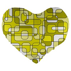 Yellow Decorative Abstraction Large 19  Premium Flano Heart Shape Cushions by Valentinaart