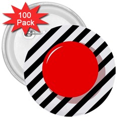 Red Ball 3  Buttons (100 Pack)  by Valentinaart