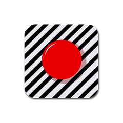 Red ball Rubber Square Coaster (4 pack) 