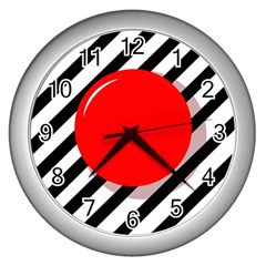 Red ball Wall Clocks (Silver) 