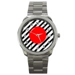 Red ball Sport Metal Watch Front