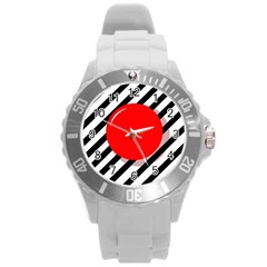 Red ball Round Plastic Sport Watch (L)