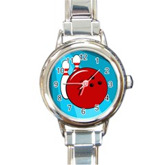 Bowling  Round Italian Charm Watch by Valentinaart