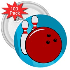 Bowling  3  Buttons (100 Pack) 