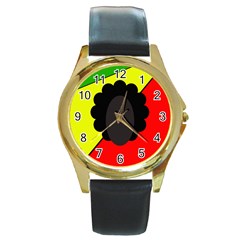 Jamaica Round Gold Metal Watch by Valentinaart