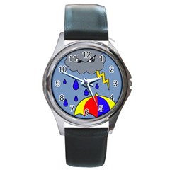 Rainy Day Round Metal Watch by Valentinaart