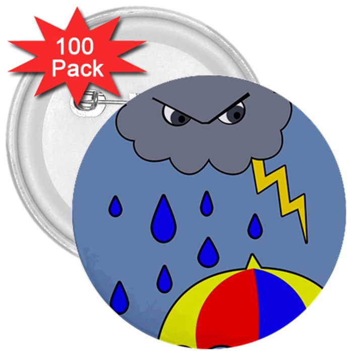 Rainy day 3  Buttons (100 pack) 