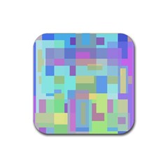 Pastel Geometrical Desing Rubber Coaster (square)  by Valentinaart