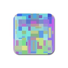 Pastel Geometrical Desing Rubber Square Coaster (4 Pack) 