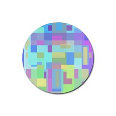 Pastel Geometrical Desing Rubber Coaster (round)  by Valentinaart