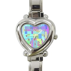 Pastel Geometrical Desing Heart Italian Charm Watch by Valentinaart