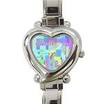 Pastel geometrical desing Heart Italian Charm Watch Front