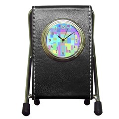 Pastel Geometrical Desing Pen Holder Desk Clocks