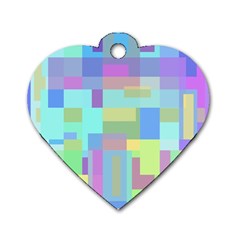 Pastel Geometrical Desing Dog Tag Heart (one Side)