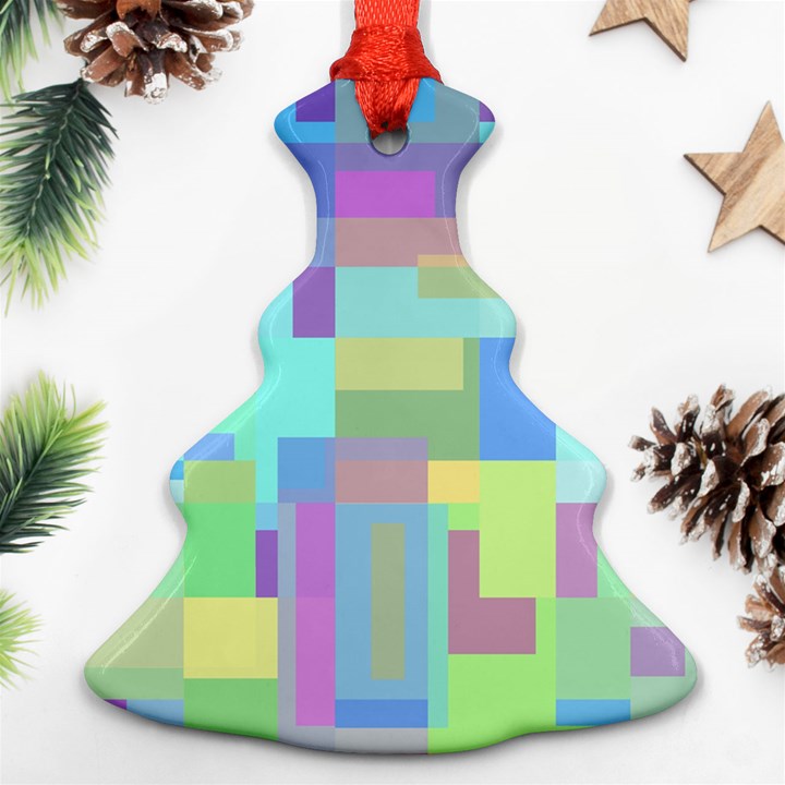 Pastel geometrical desing Christmas Tree Ornament (2 Sides)