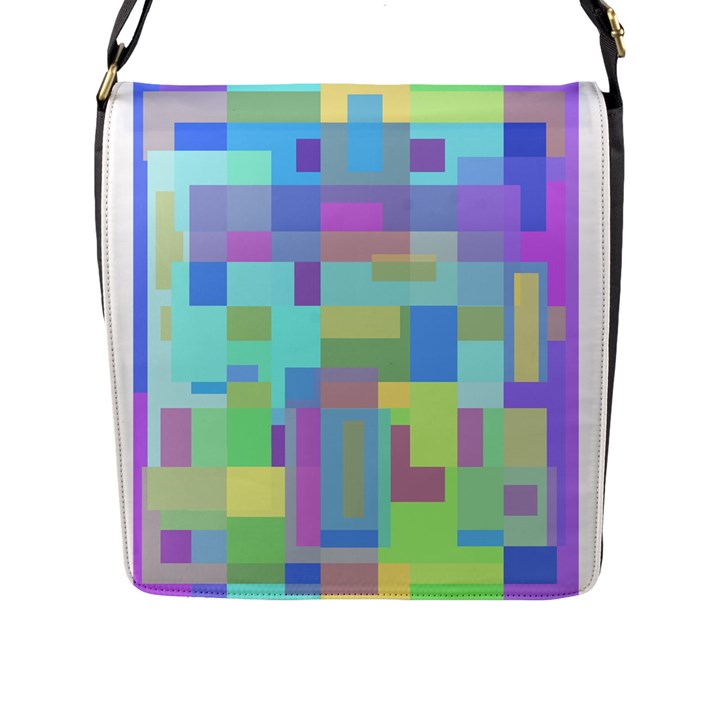 Pastel geometrical desing Flap Messenger Bag (L) 