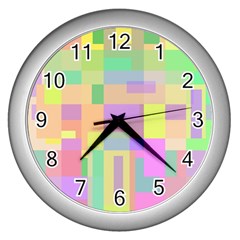 Pastel Colorful Design Wall Clocks (silver) 