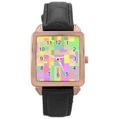 Pastel Colorful Design Rose Gold Leather Watch 