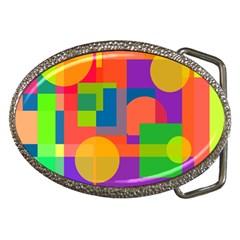 Colorful geometrical design Belt Buckles