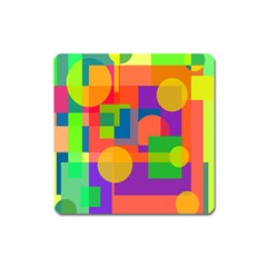 Colorful geometrical design Square Magnet