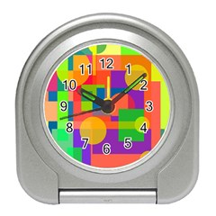 Colorful geometrical design Travel Alarm Clocks