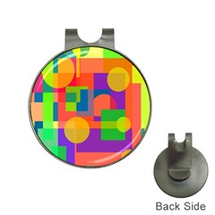 Colorful geometrical design Hat Clips with Golf Markers