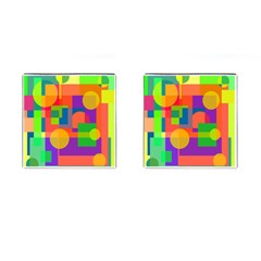 Colorful geometrical design Cufflinks (Square)