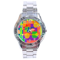 Colorful geometrical design Stainless Steel Analogue Watch