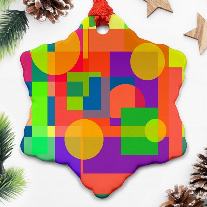 Colorful geometrical design Snowflake Ornament (2-Side)