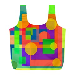 Colorful geometrical design Full Print Recycle Bags (L) 