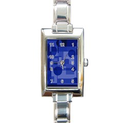 Deep Blue Abstract Design Rectangle Italian Charm Watch