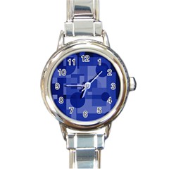 Deep Blue Abstract Design Round Italian Charm Watch