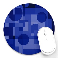 Deep Blue Abstract Design Round Mousepads