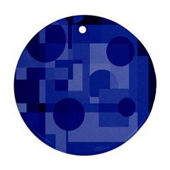 Deep Blue Abstract Design Ornament (round) 