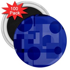 Deep Blue Abstract Design 3  Magnets (100 Pack)