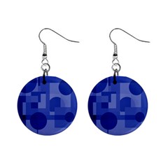 Deep Blue Abstract Design Mini Button Earrings by Valentinaart