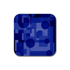 Deep Blue Abstract Design Rubber Coaster (square) 