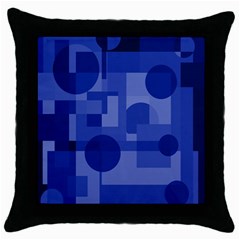 Deep Blue Abstract Design Throw Pillow Case (black) by Valentinaart