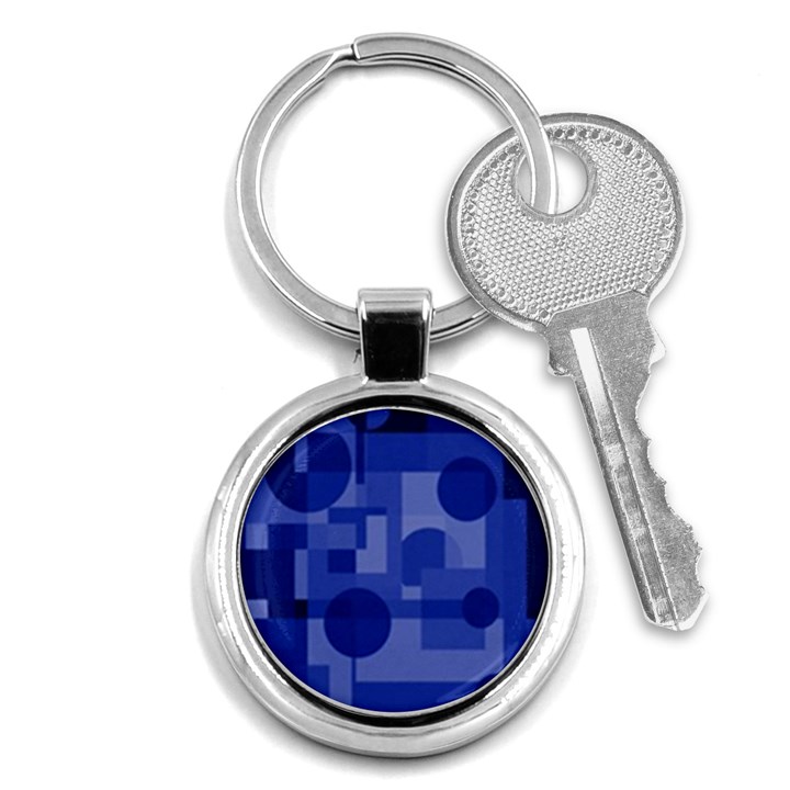 Deep blue abstract design Key Chains (Round) 