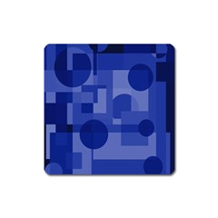 Deep Blue Abstract Design Square Magnet