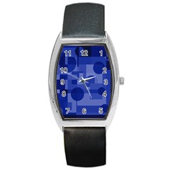 Deep Blue Abstract Design Barrel Style Metal Watch