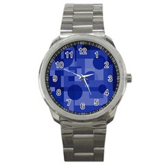 Deep Blue Abstract Design Sport Metal Watch by Valentinaart