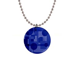 Deep Blue Abstract Design Button Necklaces