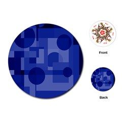 Deep Blue Abstract Design Playing Cards (round) 